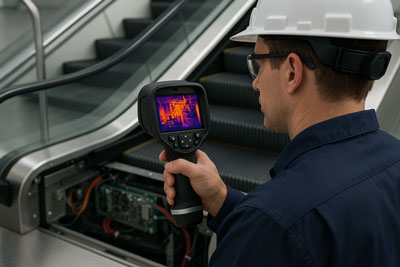 استفاده از دوربین حرارتی برای تشخیص نقاط داغ در اجزای الکتریکی پله‌برقی