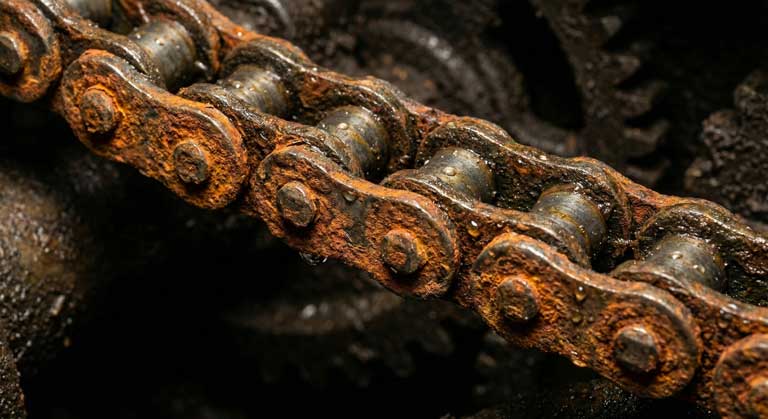 خوردگی و زنگزدگی زنجیر پله برقی در اثر رطوبت بالا و هوای شرجی