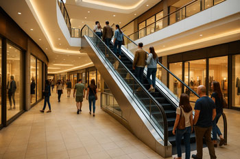 تأثیر پله برقی بر مسیر حرکتی و رفتار خرید مشتریان در مرکز تجاری