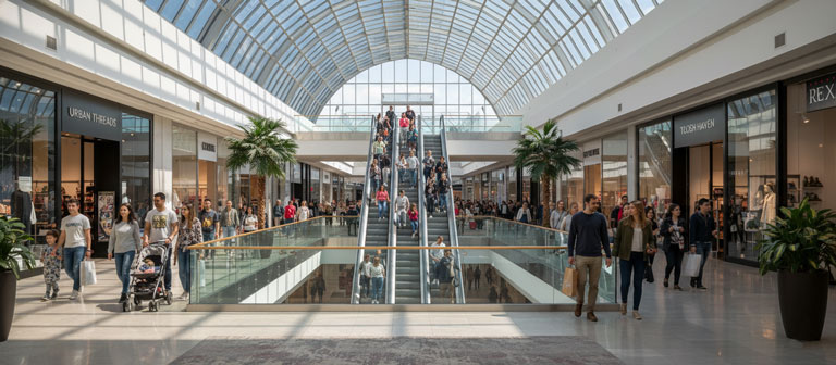 افزایش تردد مشتری در مرکز تجاری با استفاده از پله برقی