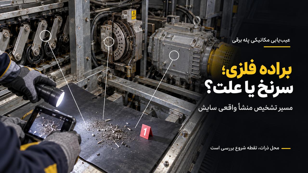 براده و ذرات فلزی داخل پله برقی و بررسی منشأ سایش