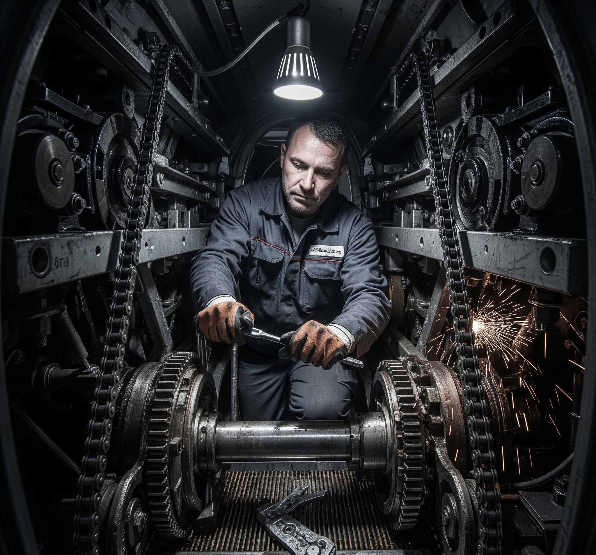 تعمیر قطعات پله برقی و بررسی اجزای داخلی