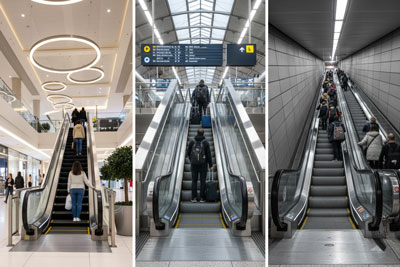 انواع پله‌برقی بر اساس کاربری شامل مدل‌های تجاری، نیمه‌تجاری و حمل‌ونقل عمومی – پله‌برقی لاین