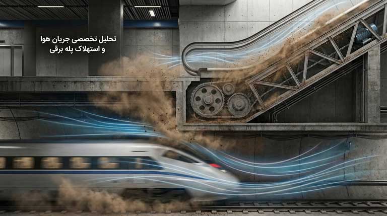 تاثیر فشار هوای ناشی از حرکت قطار مترو بر ورود گرد و غبار به قطعات داخلی پله برقی.