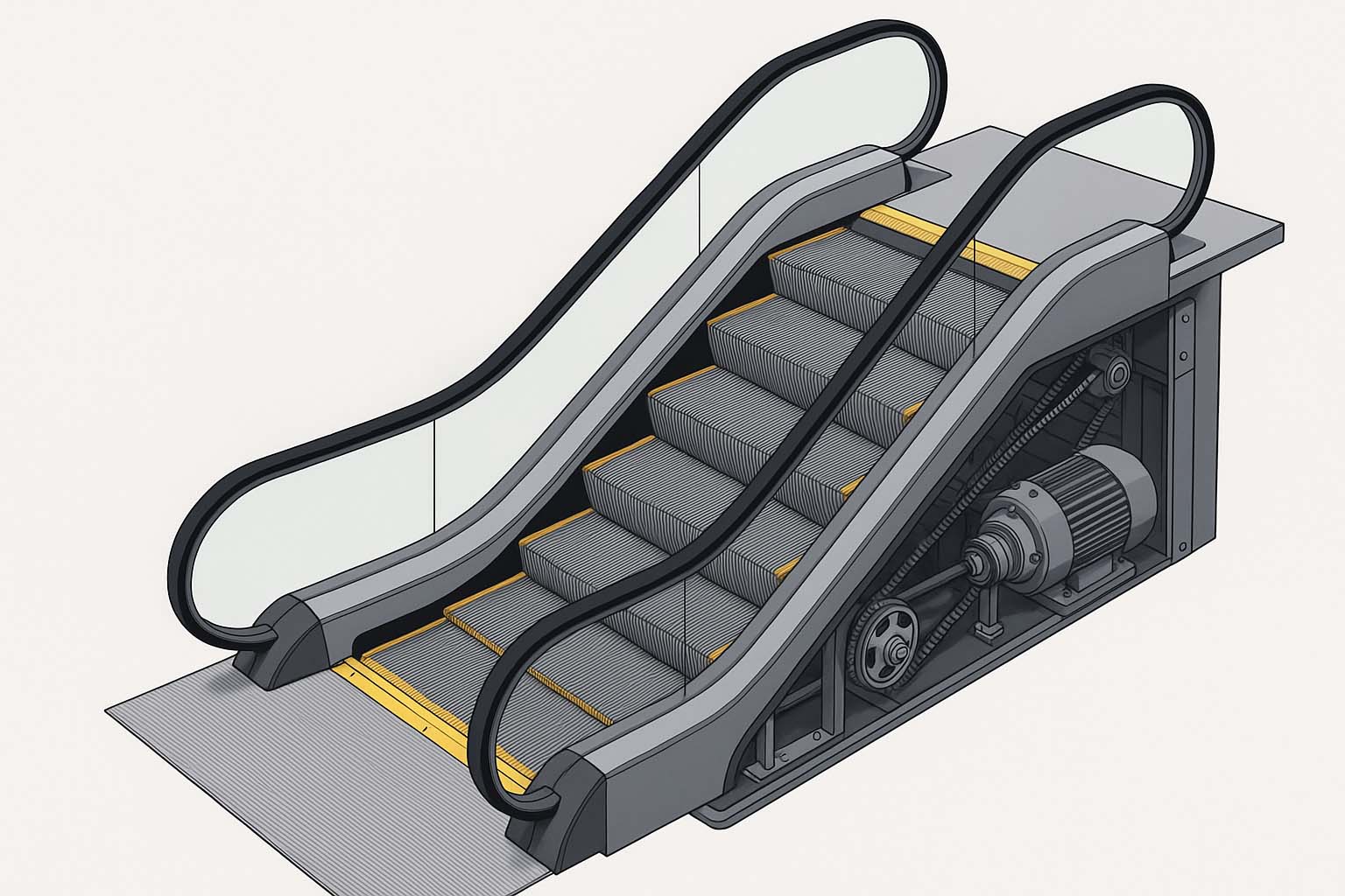 اجزای اصلی و قطعات پله برقی مطابق استاندارد