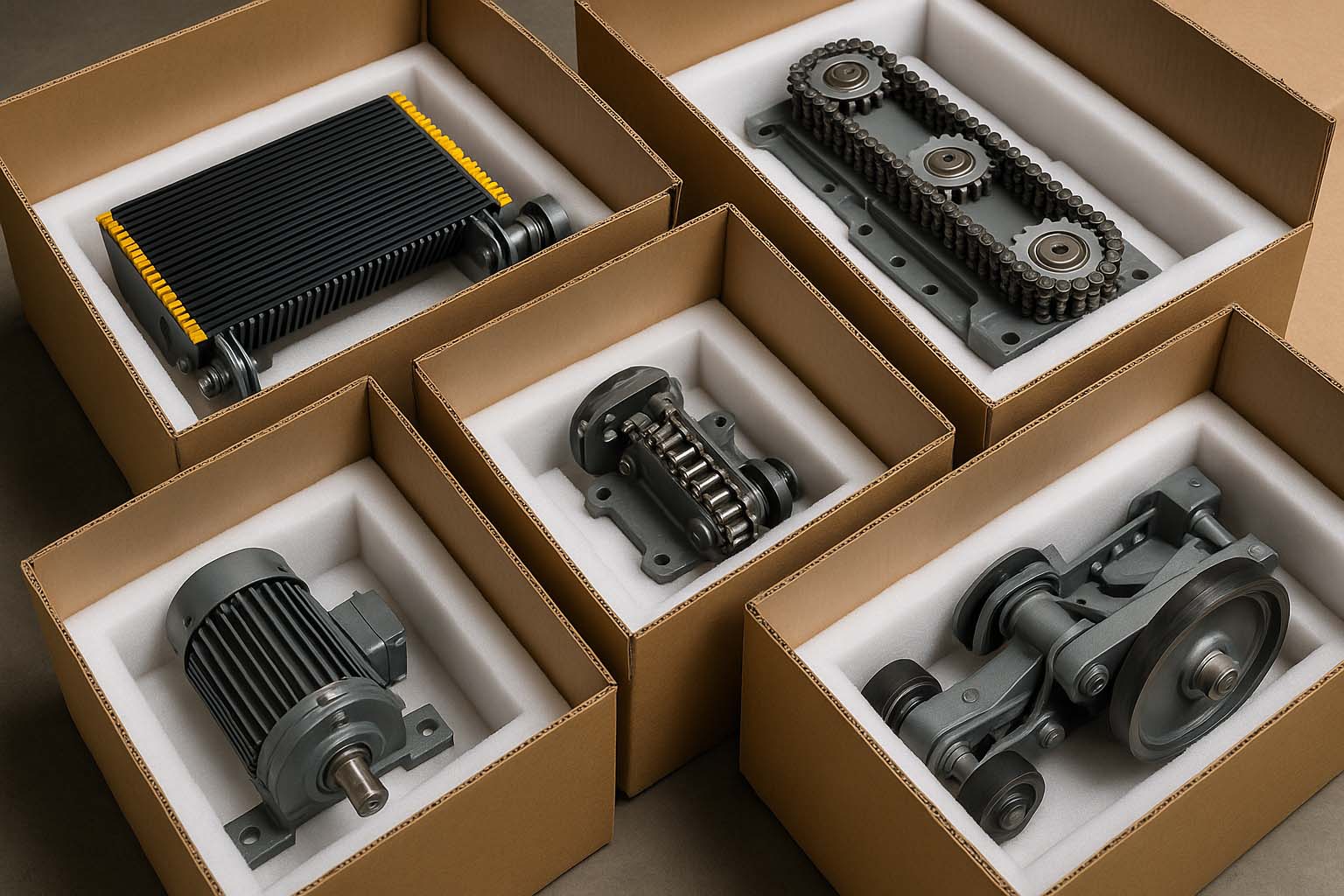  بسته‌بندی قطعات پله برقی آماده ارسال