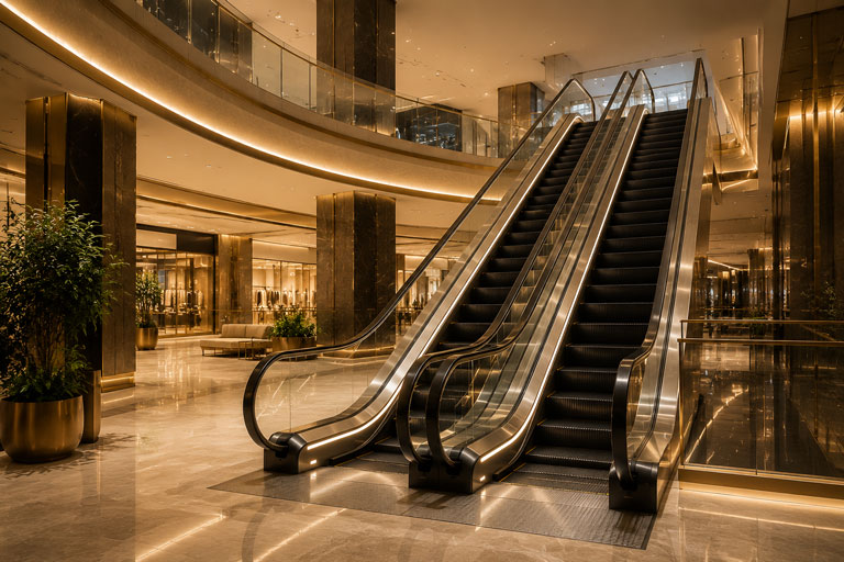 پله برقی تجاری در مرکز خرید