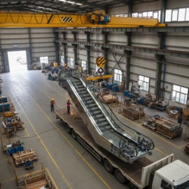 فرآیند حمل و انتقال پله‌ برقی از کارخانه تا محل نصب